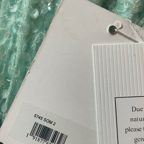 Mac Duggal Soft Mint Sequined Back Cut Out Gown Size 2 NWT Retails: $698 - Picture 3 of 7